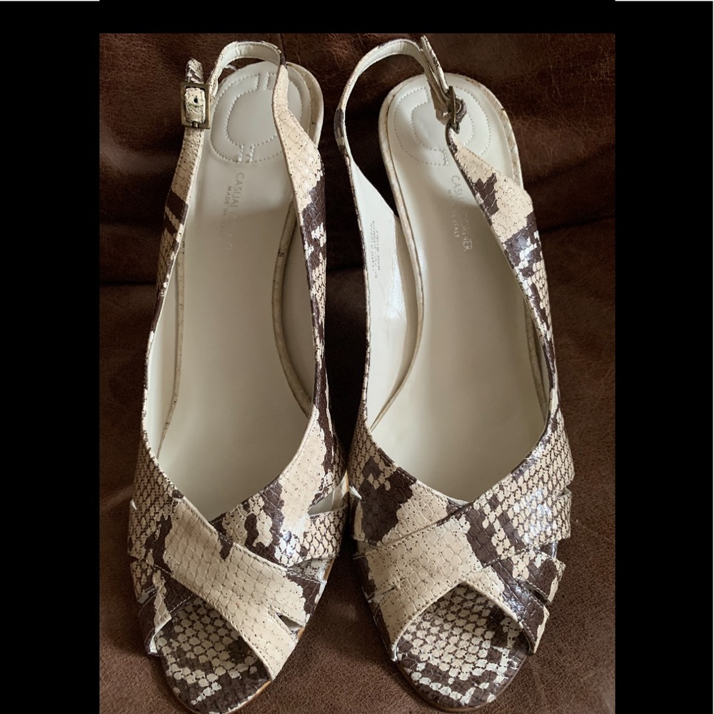 Women’s Leather Snake Print Sandals Size 9.5 (NEW)